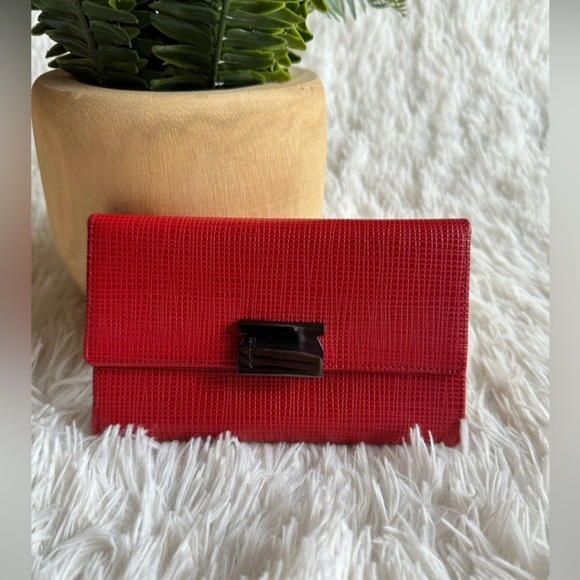 Salvatore Ferragamo Accessories - Salvatore Ferragamo Red Long Leather Wallet w/ COA